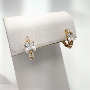 Gold Plated over Sterling Silver Cz Huggie Hoop Earrings